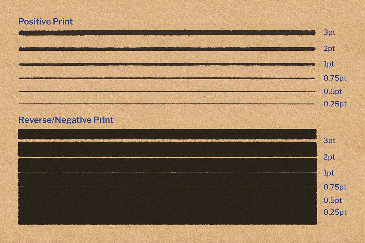 Example of standard and reverse line weights