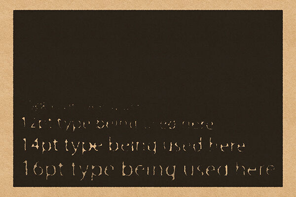 Example of reverse knockout text on black background