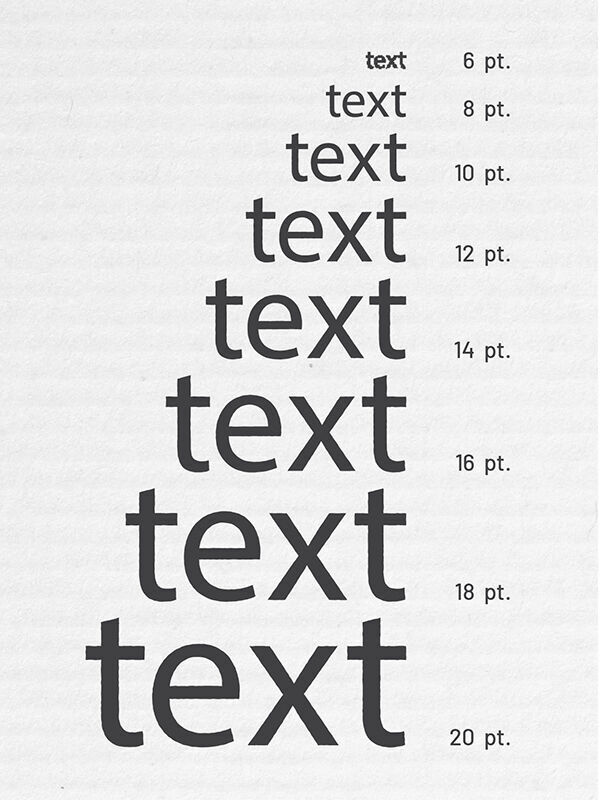 text sizes printed onto corrugated materials